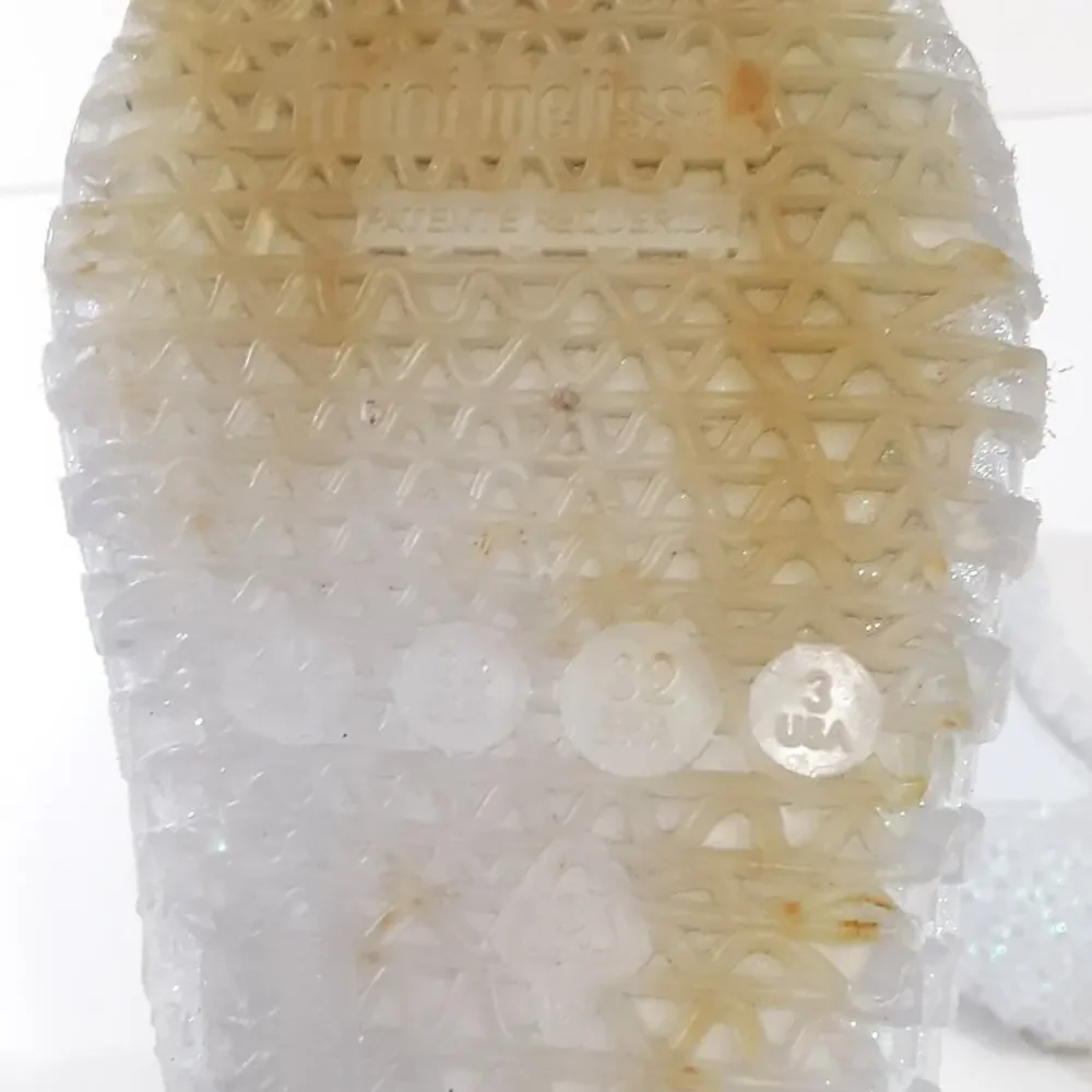 Mini Melissa Campana Ultra Gel White Glitter Gel Flats Girls 3 Jelly Shoes Clear
